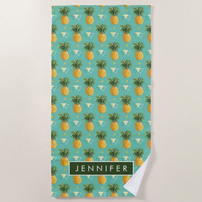 Serviette De Plage Ajoutez vos ananas | lumineux nommés sur Pat (Devant)