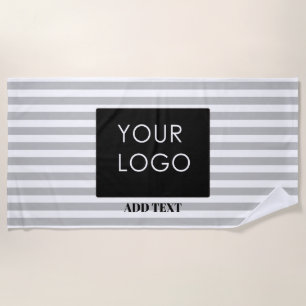 Serviette De Plage Ajoutez votre logo personnalisé en gris d'entrepri