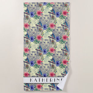 Serviette De Plage Ajoutez votre motif indien vintage nommé de