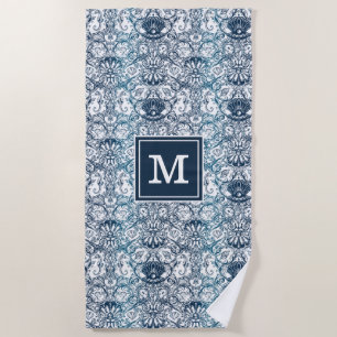 Serviette De Plage Ajoutez votre motif marin vintage du monogramme  