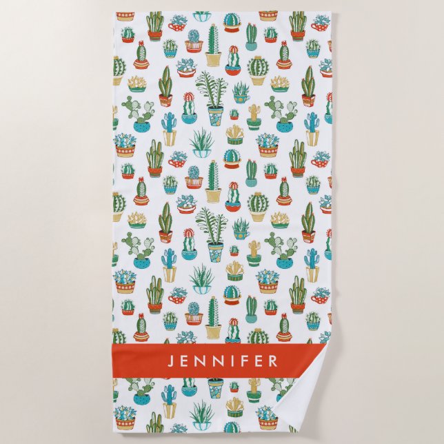 Serviette De Plage Ajoutez votre motif nommé de Succulents de | (Devant)