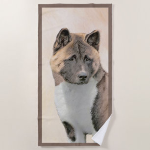 Serviette De Plage Akita Peinture - Cute Original Chien Art