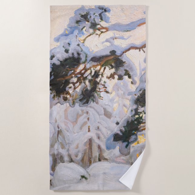 Serviette De Plage Akseli Gallen-Kallela - Forêt en hiver (Devant)