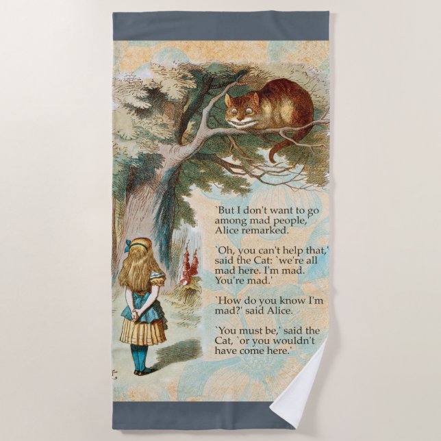 Serviette De Plage Alice au pays des merveilles Cheshire Cat Mad (Devant)