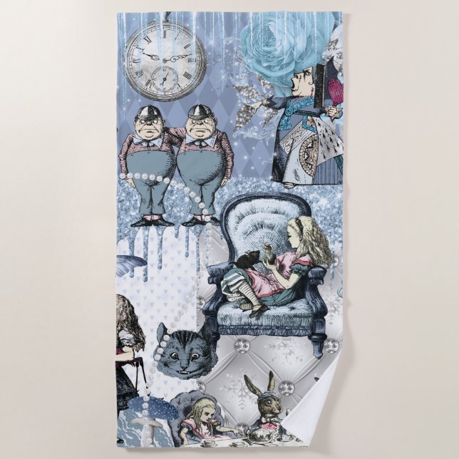 Serviette De Plage Alice au pays des merveilles Elégante glace bleue (Devant)