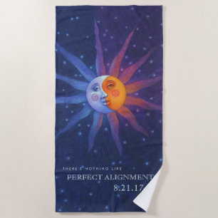 Serviette De Plage Alignement parfait du soleil et de la lune