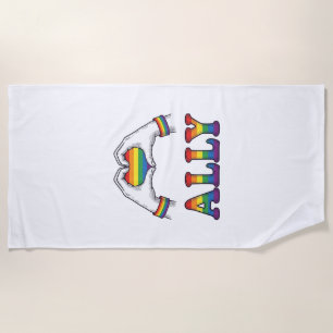 Serviette De Plage Ally Arc-en-ciel Mains Cœur Vintage Pride Chemise
