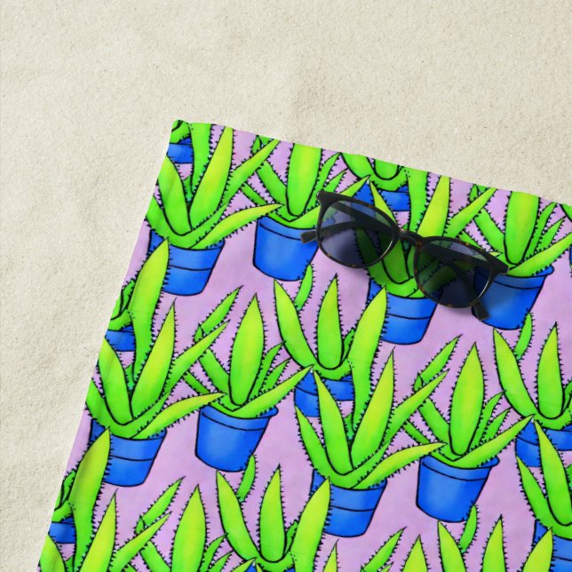 Serviette De Plage Aloe Vera Motif Plante Textile (En situation)