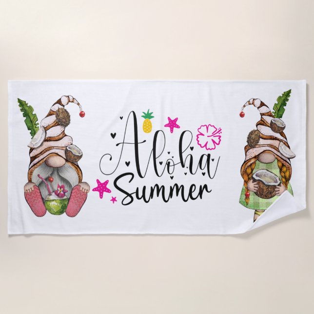 Serviette De Plage Aloha Summer Gnomes (Devant)