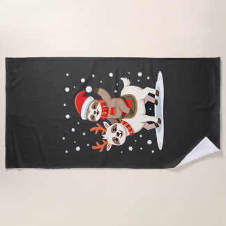 Serviette De Plage Alpaca Paresseux Noël (4)