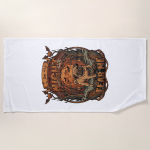 Serviette De Plage Am Night Fear Me Pug Halloween Moon_1