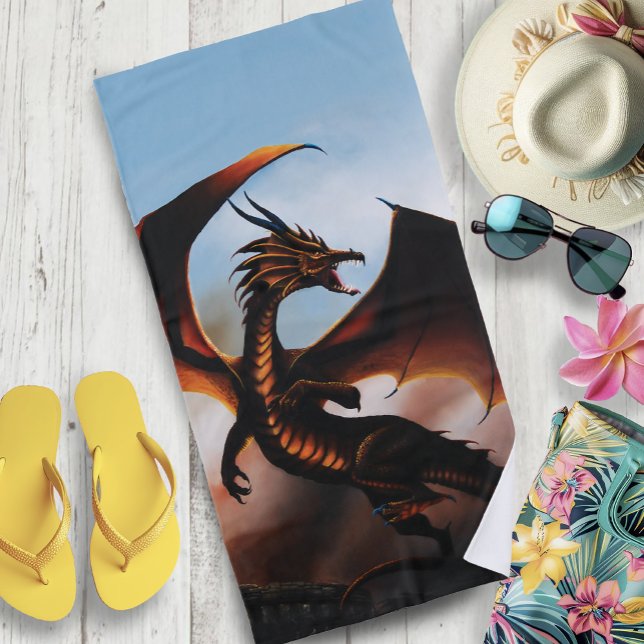Serviette De Plage Amber Dragon Imaginaire (Créateur téléchargé)