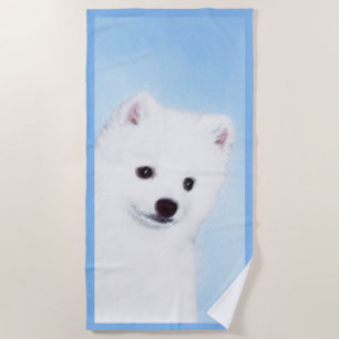 Serviette De Plage American Eskimo Dog Painting - Original Dog Art