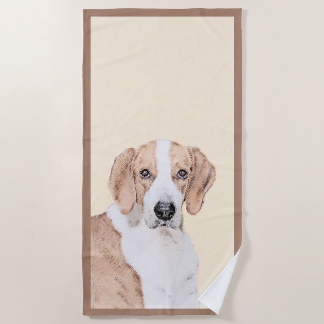 Serviette De Plage American Foxhound Painting - Joli art original chi (Devant)