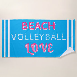 Serviette De Plage Amour de Beach Volleyball Rose Bleu