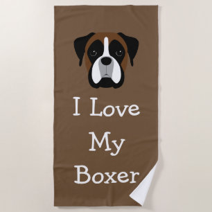 Serviette De Plage Amour de thème de chien de boxeur