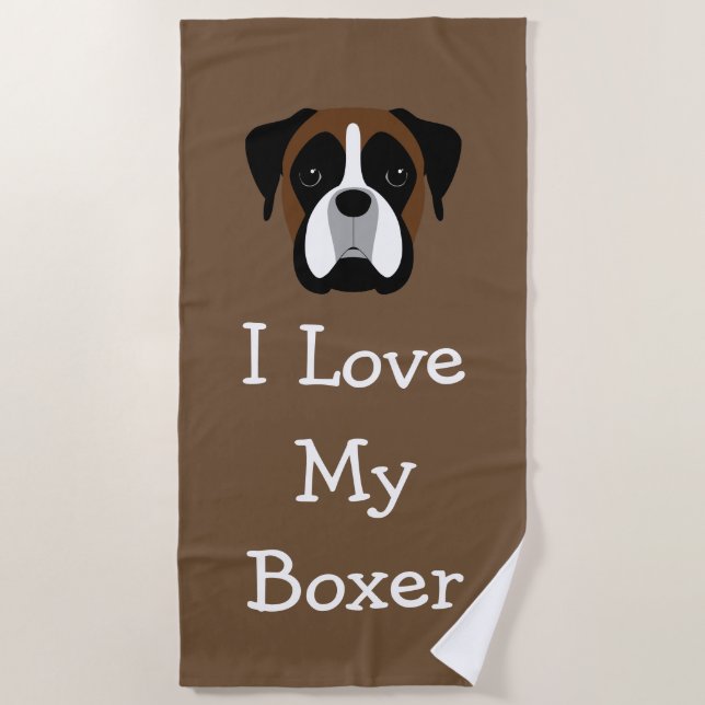Serviette De Plage Amour de thème de chien de boxeur (Devant)