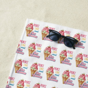 Serviette De Plage amour pour la paix et crème glacée