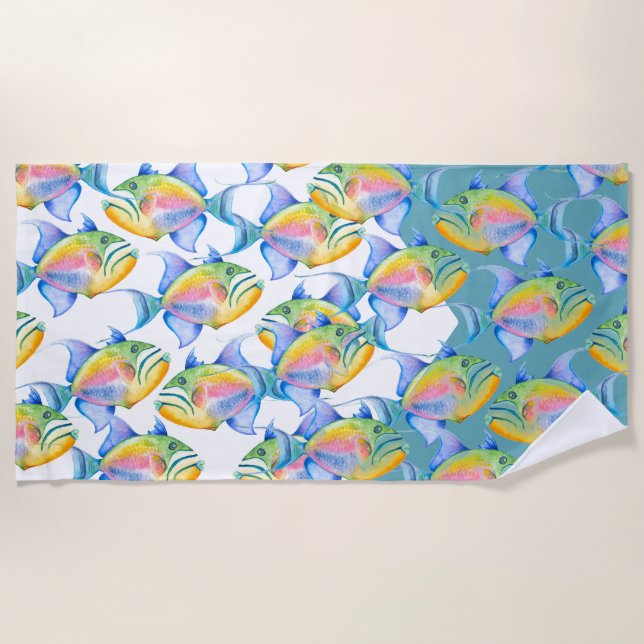 Serviette De Plage Amoureux des poissons tropicaux (Devant)