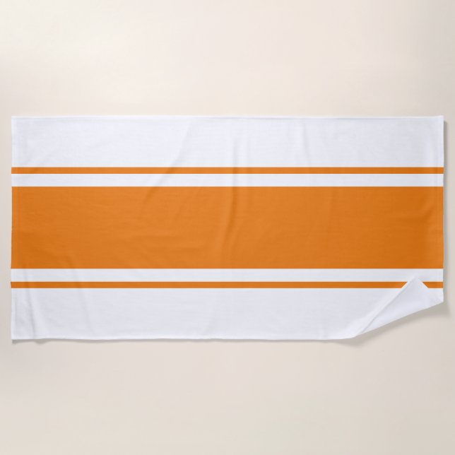 Serviette De Plage Amusant Bold Bright Summer Orange White Racing Str (Devant)