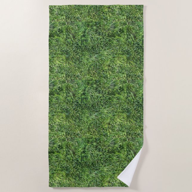Serviette De Plage Amusante herbe verte vraie texture photo motif pla (Devant)