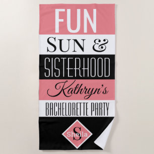 Serviette De Plage Amusement, Soleil & Sisterhood Personnalisé