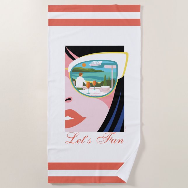 Serviette De Plage Amusons-nous - Le Lotus Blanc (Devant)