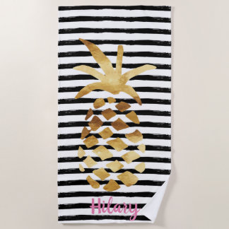 Serviette De Plage Ananas et pinces - Customisez avec votre nom