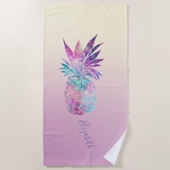 Serviette De Plage Ananas, Ombre - Personnalisé (Devant)