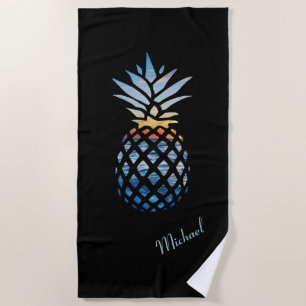 Serviette De Plage Ananas Seaside Sunset Personnalisé