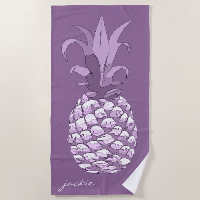 Serviette De Plage Ananas Violet ID239 (Devant)