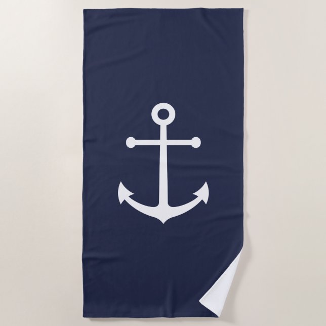 Serviette De Plage Ancre bleue marine (Devant)