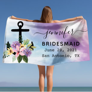 Serviette De Plage Ancre Florale Bachelorette Party Bridesmaid Cadeau