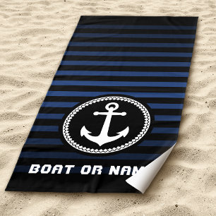 Serviette De Plage Ancre marine Nautique Votre nom ou bateau Marine e