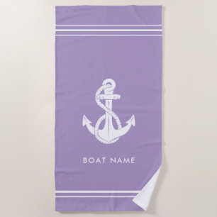 Serviette De Plage Ancre nautique personnalisée Nom du bateau Coastal