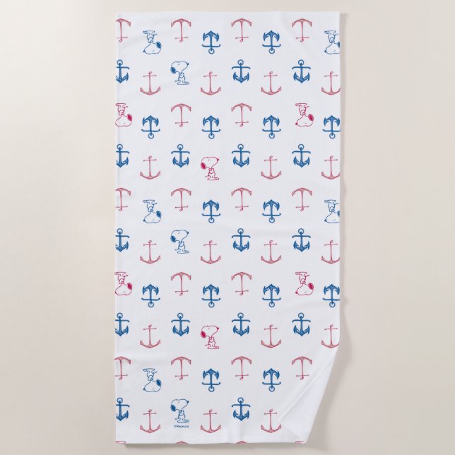 Serviette De Plage Ancre nautique Snoopy Motif (Devant)