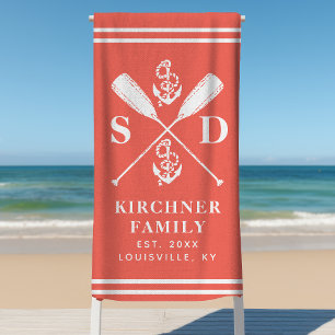 Serviette De Plage Ancres nautiques Rames de bateau Monogramme de fam