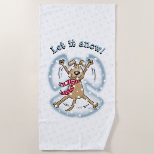 Serviette De Plage Ange de neige Chien Amusant mignon Noël Vacances a