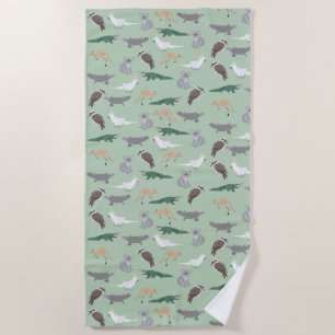 Serviette De Plage Animaux autochtones australiens Eucalyptus Motif v