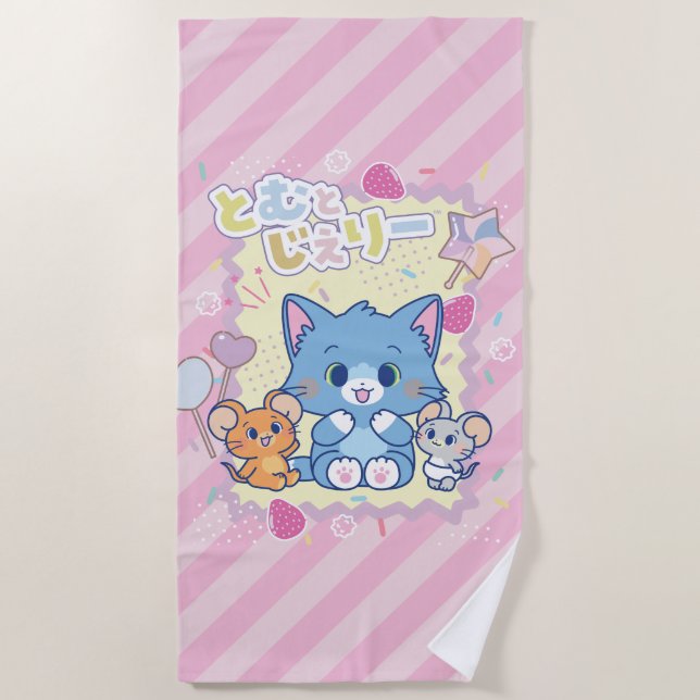 Serviette De Plage Anime Tom et Jerry Strawberry Fun (Devant)