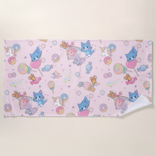 Serviette De Plage Anime Tom, Jerry et Tuffy Candyland Motif