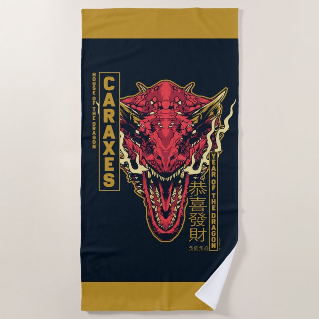 Serviette De Plage Année de tête de Carax du Dragon | 恭 喜 財 發 (Devant)