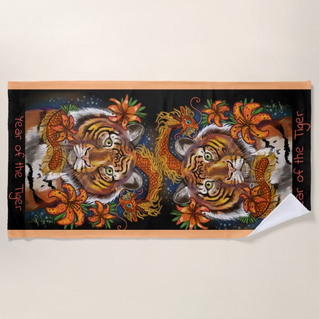 Serviette De Plage Année du zodiaque de Chinois de tigre (Devant)