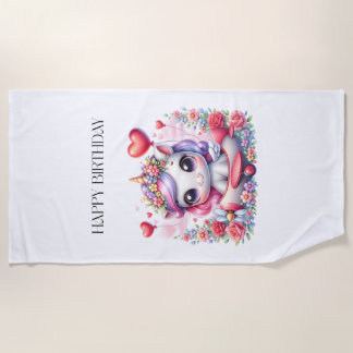Serviette De Plage Anniversaire de Licorne Pilote