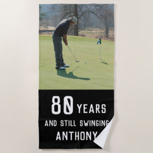 Serviette De Plage Anniversaire Golfer Funny 80e heureux Par Photo
