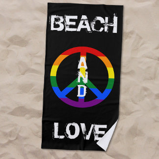 Serviette De Plage Anti War Gay Rainbow Peace Sign Beach and Love