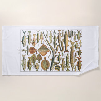 Serviette De Plage Antique fish chart crafter's