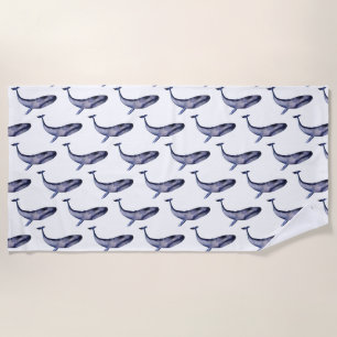 Serviette De Plage Aquarelle Baleine bleue