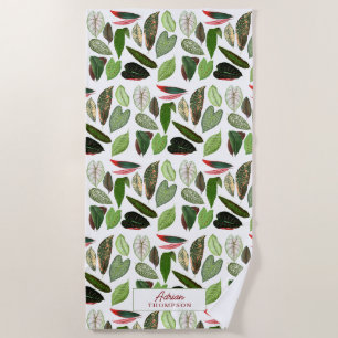 Serviette De Plage Aquarelle botanique Vintage verdure Feuilles