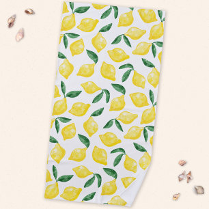 Serviette De Plage Aquarelle Citron Citrus Méditerranéen
